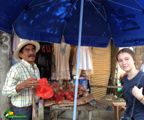 Buying Mamon chinos, downtown Puerto Armuelles