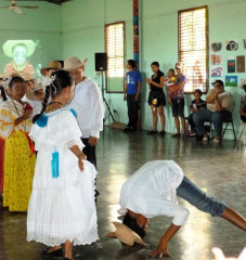 Parents watching kids perform traditional dances at Bellas Artes in Puerto Armuelles, Panama 