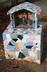 This shrine for fishermen is located to the left of the boat ramp, as you look toward the sea