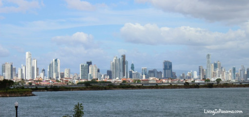 View of Panama City (and the Canal) from the front of BioMuseo