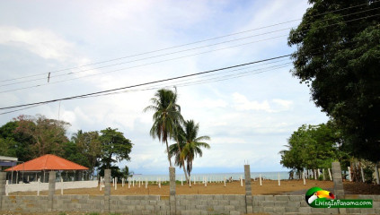 Early stages of the decorative wall outside of Playa Esperanza