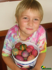 We used markers and natural dyes to do these eggs in 2007.