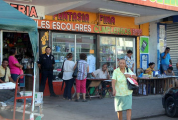 A scene in front of a store in small town near Panama City, Panama