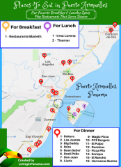 You can find places to eat in Puerto Armuelles from the San Vicente to Corazon de Oro neighborhoods.