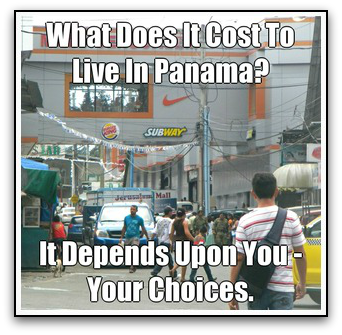Street scene with Text about Cost of Living In Panama