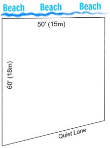 site plan showing dimensions of a beachfront lot