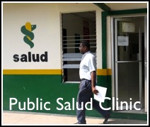 Photo of a man walking out of a salud heatlh clinic in Panama