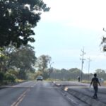 Using only old 2 lane here, leaving new paving to bikes & people for now.