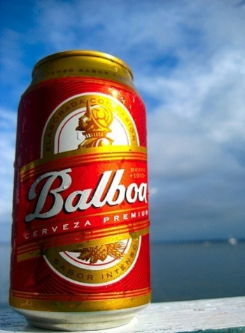 can of balboa beer against the blue sky