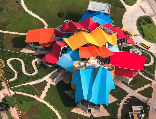 Aerial view of Panama City's new BioMuseo 