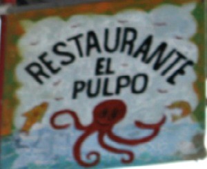 sign for restaurante El Pulpo with drawing of an octopus