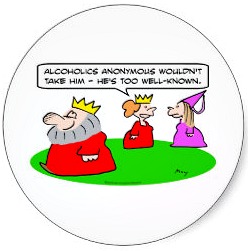 Cartoon about a king being too well know to join aa