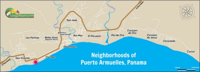 Map of Puerto armuelles with property location noted