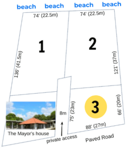 site plan of a beach development in Puerto Armuelles, lot 3 is highlighted in yellow