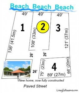 site plan of 4 lot beach development, lot 2 in yellow