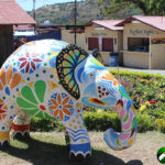 colorfully painted statue of elephant