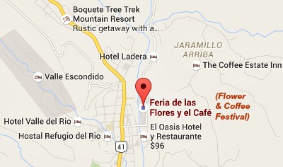 Map showing location of Boquete Flower & Coffee festival