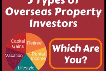 Maroon colored square with pie chart of 5 types of overseas property investors