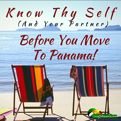 2 beach chairs on beach with text about deciding to move to Panama