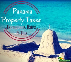 blue ocean, sandcastle and text about Panama Property taxes