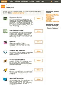 Screenshot of your course options with Babbel