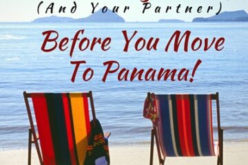 2 beach chairs on beach with text about deciding to move to Panama