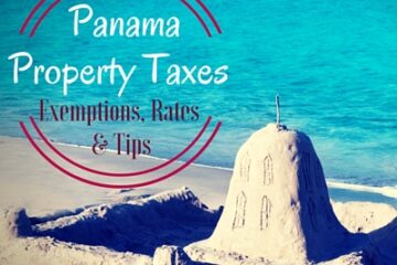 blue ocean, sandcastle and text about Panama Property taxes