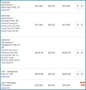 Screenshot of the ticket purchase site for the Boquete Jazz Festival