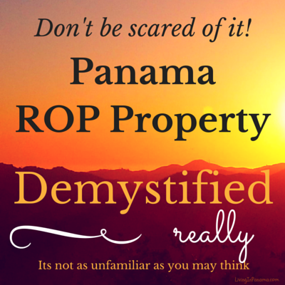 sunset over hills with text about Panama ROP property
