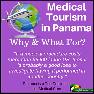 graphic on medical tourism in Panama with globe, airplane and text