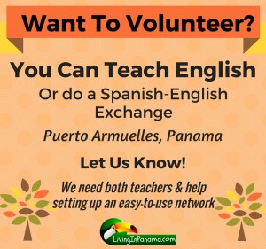 graphic about volunteering to teach English in Puerto Armuelles Panama
