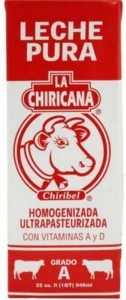 red and white box of La Chiricana milk