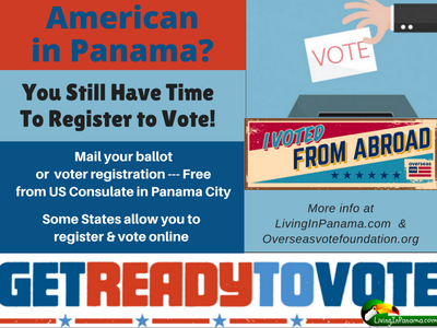graphic with images & text about US Citizens registering to vote in Panama