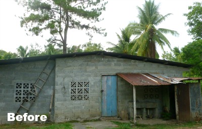 Cement brick house with lean to attached
