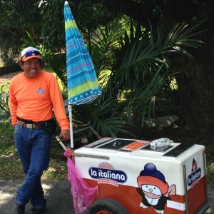 La Italiana ice cream vendor and his cart
