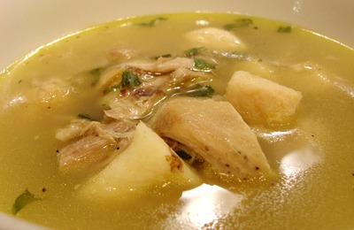 close up of a bowl of chicken soup in Panama