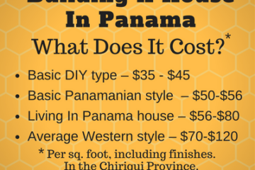 yellow image with text about cost of building a house in Panama