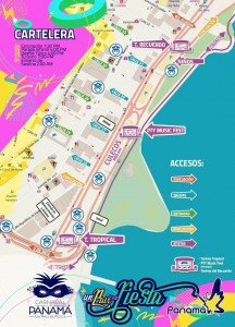 Map of Panama City annotated for Carnival events