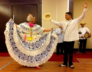 Woman and man wearing traditional Panamanian dress