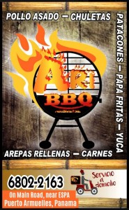 restaurant flyer for Ari BBQ with food and delivery options