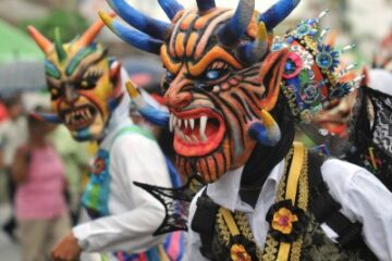 diablos in a carnival parade in Panama