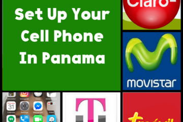 grid of text and images of cell service providers in Panama, tmobile, & photo of iphone