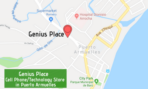 google map showing the location of Genius Place in Puerto Armuelles, Panama