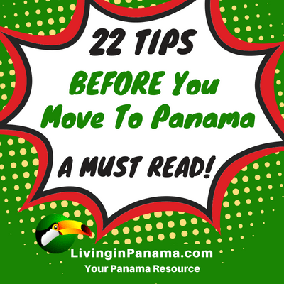 green square with comic speech inset regarding tips for move to Panama