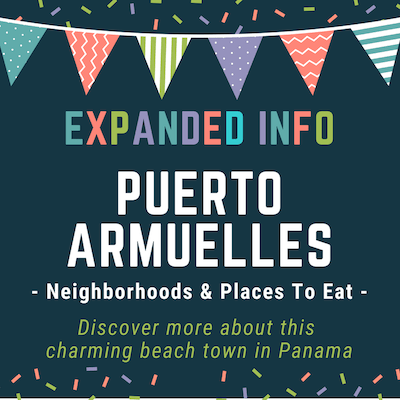 graphic with banner flag and text about expanded puerto armuelles info