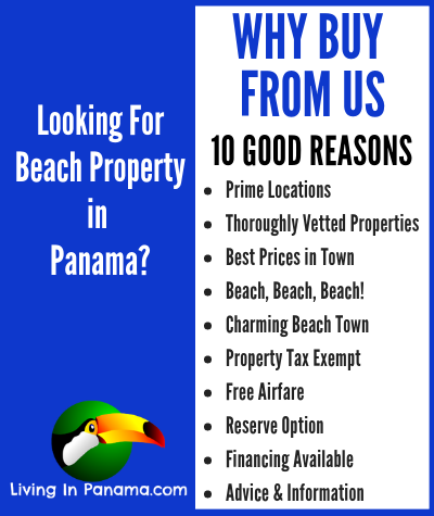 blue and white graphic with text on why 10 reasons should buy property from us