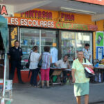 mix of people in front of a store in Panama