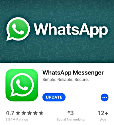 Partial screenshoot of WhatsApp app in App Store