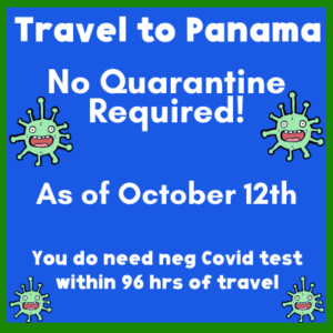 Image/text about no 14-day quarantine required to travel to Panama as of Oct 12